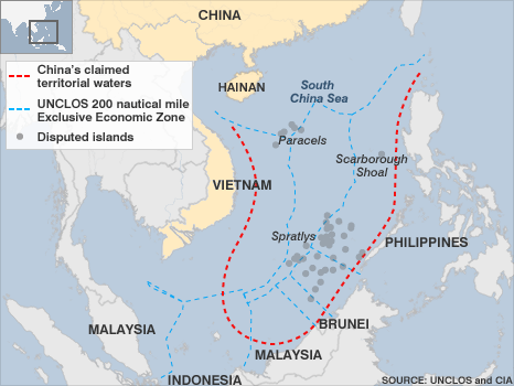 Gebietsansprüche im südchinesischen Meer (Quelle: BBC)